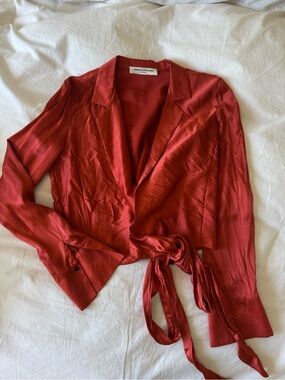 Amanda Uprichard Wrap Silk Top